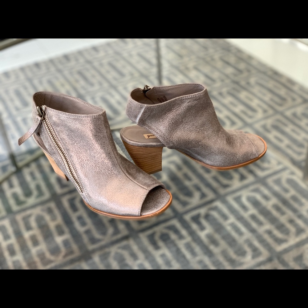 Paul Green Open Toe Leather Booties Size 6